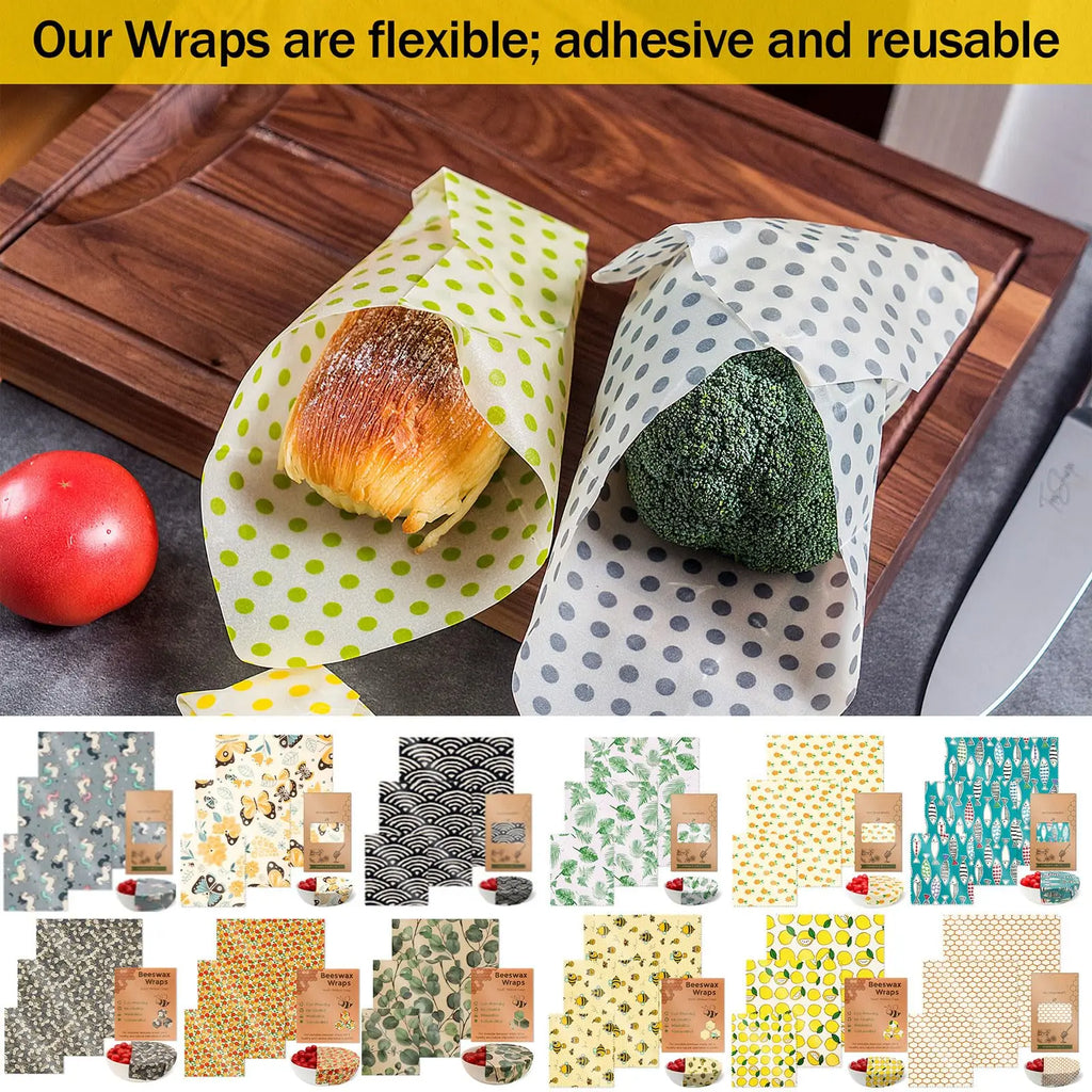 Reusable Beeswax Wrap Eco-Friendly Beeswax Food Wraps - Compostable Zero Waste Bread Sandwich Food Wrap Organic Plastic-Free Food Storage