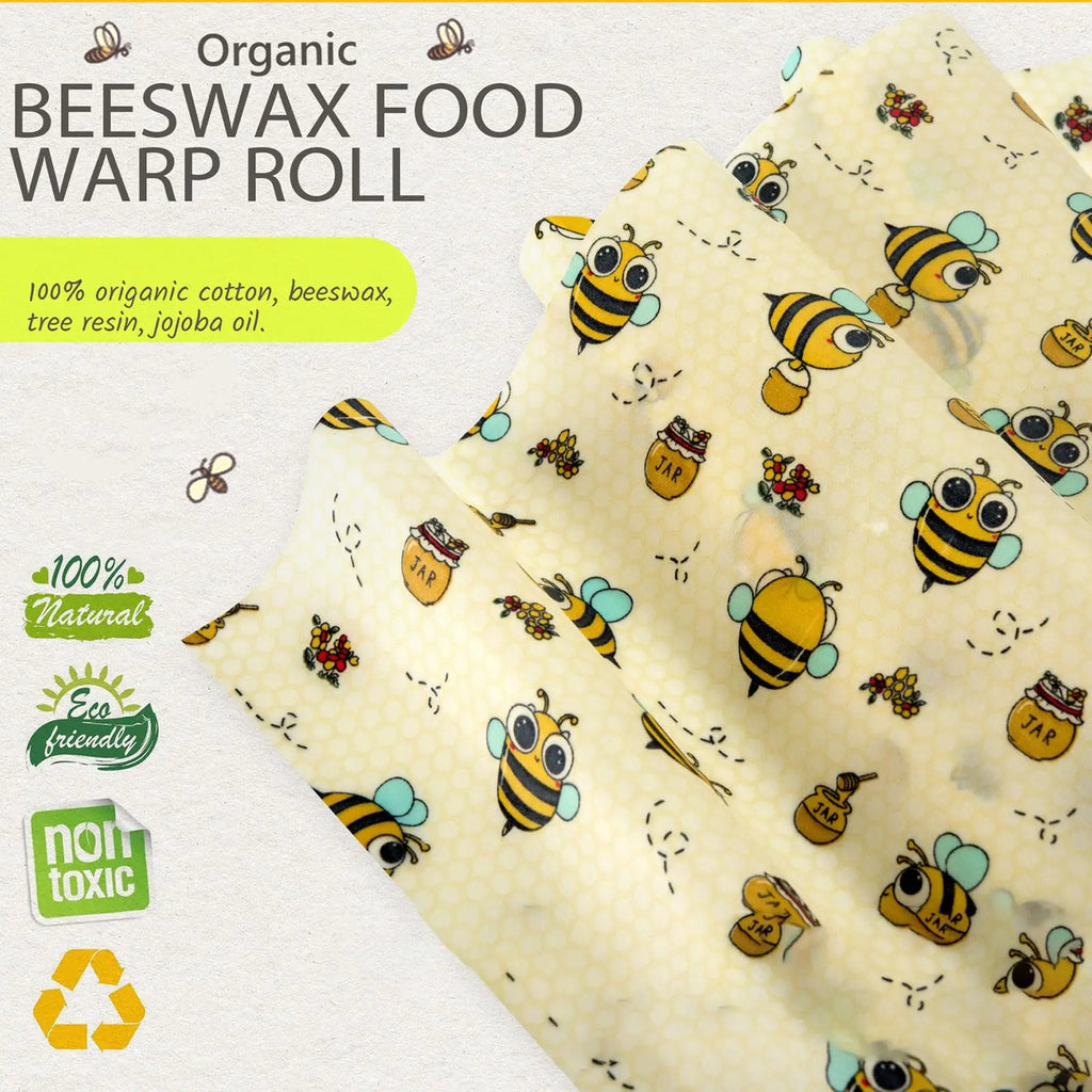 Reusable Beeswax Wrap Eco-Friendly Beeswax Food Wraps - Compostable Zero Waste Bread Sandwich Food Wrap Organic Plastic-Free Food Storage